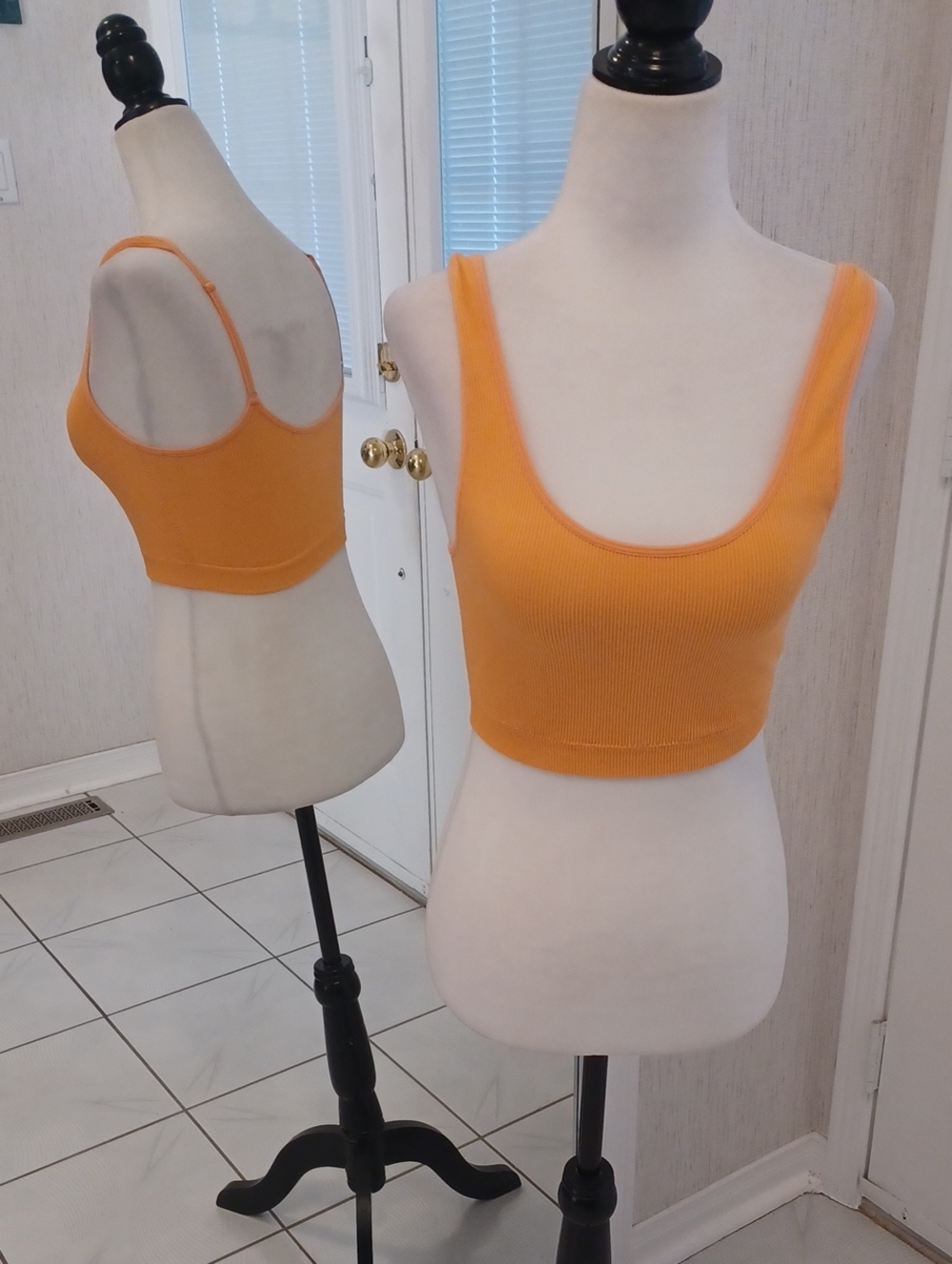 4/$40 Light Orange Ribbed Scoop Neck Cropped Tank - Fits Size XS